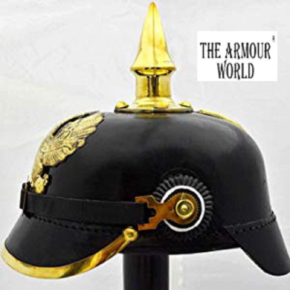 Leather Brass Spiked Military Helmet M7141