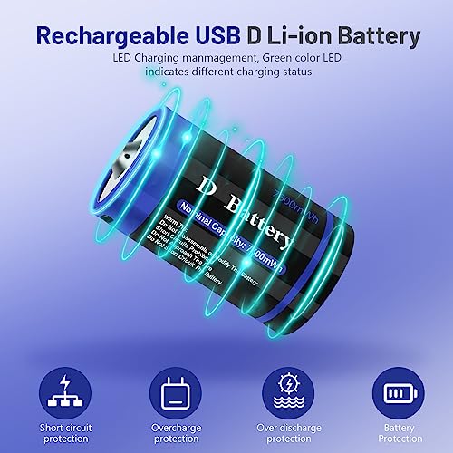 4 Pack Rechargeable C Cell Batteries 1.5v Lithium 4100mWh E307906