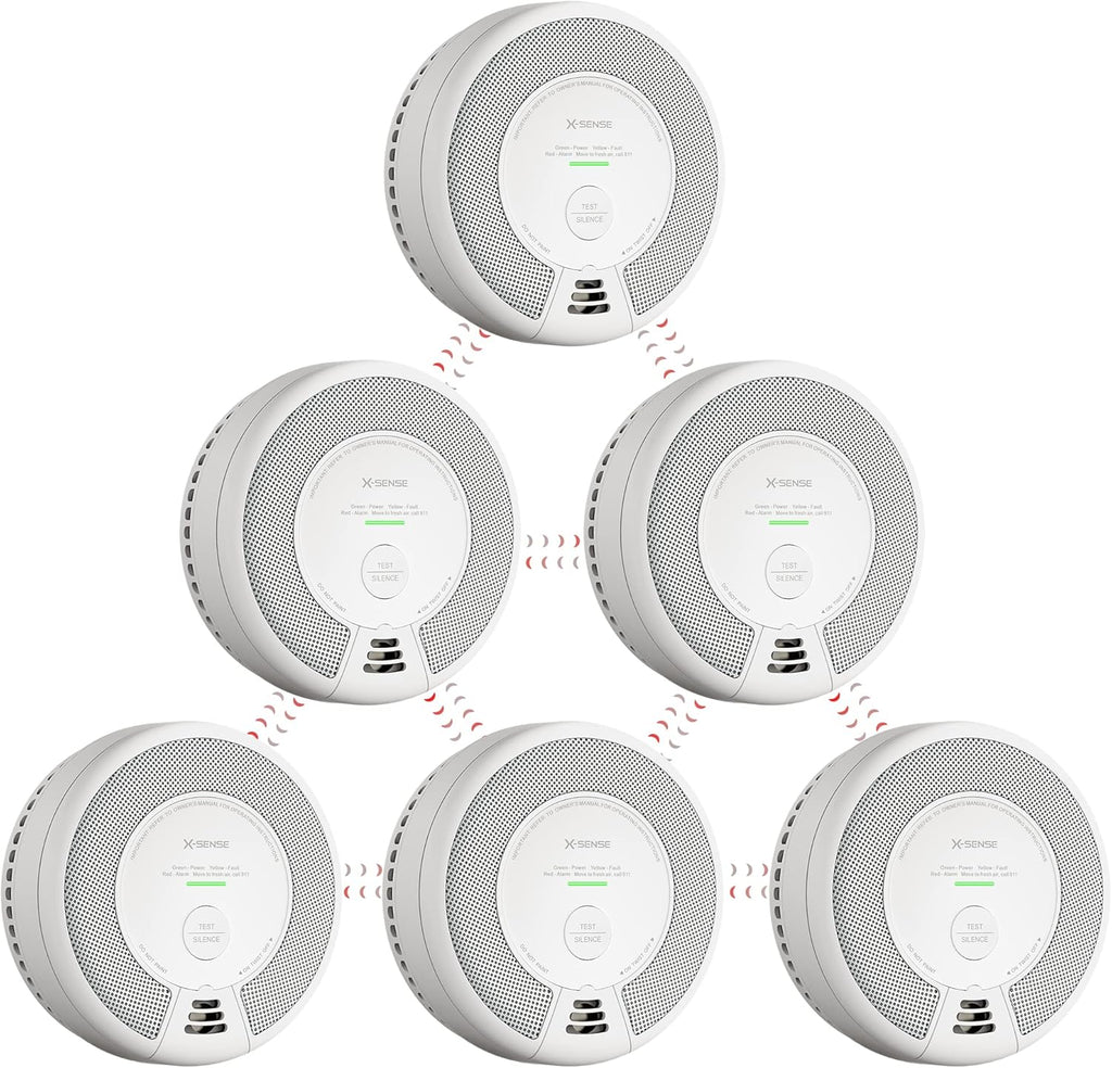 Wireless Interconnected Combination Smoke and Carbon Monoxide Detector, 10-Year Battery, Pack of 6 P83808