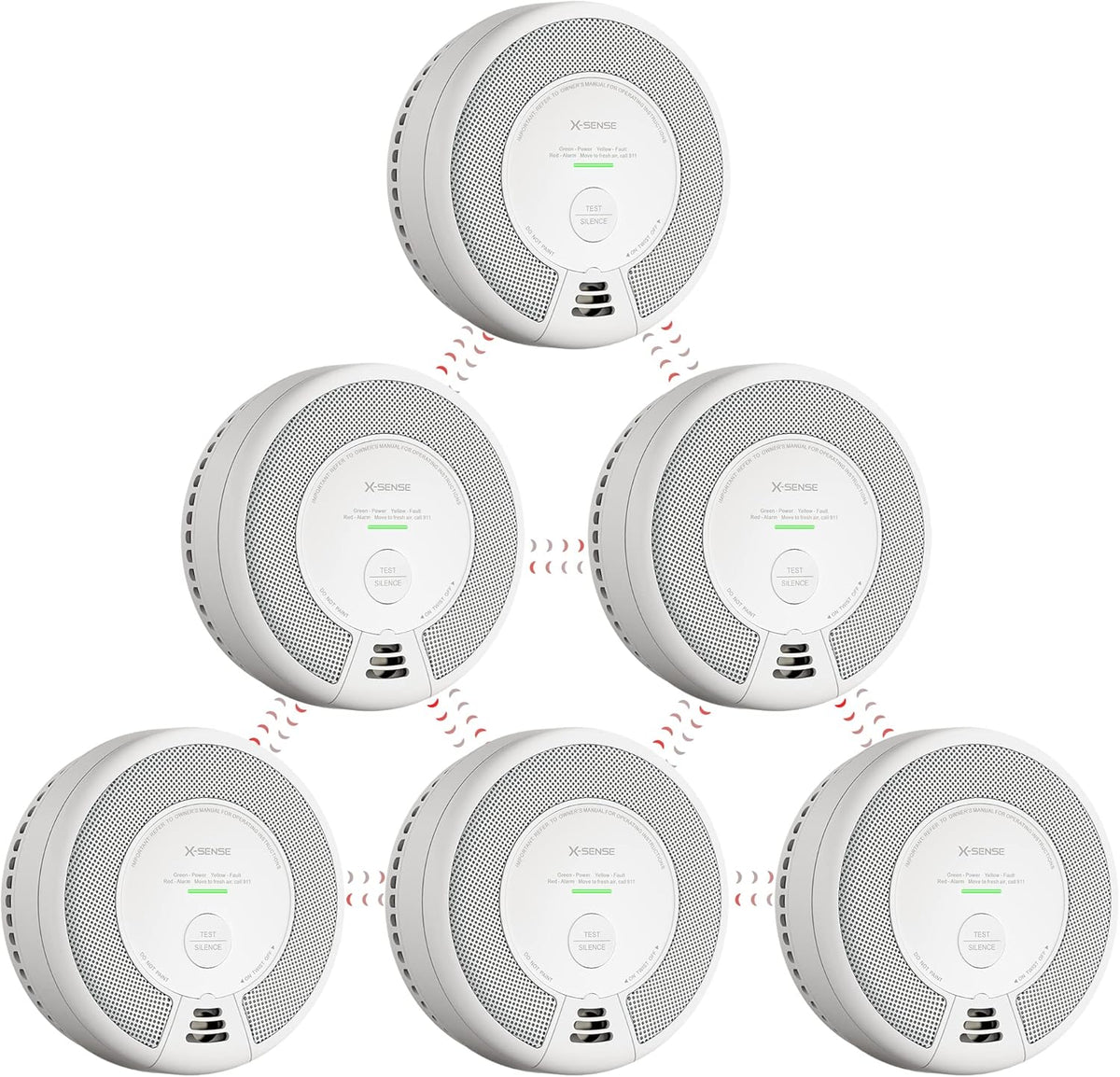 Wireless Interconnected Combination Smoke and Carbon Monoxide Detector, 10-Year Battery, Pack of 6 P83808