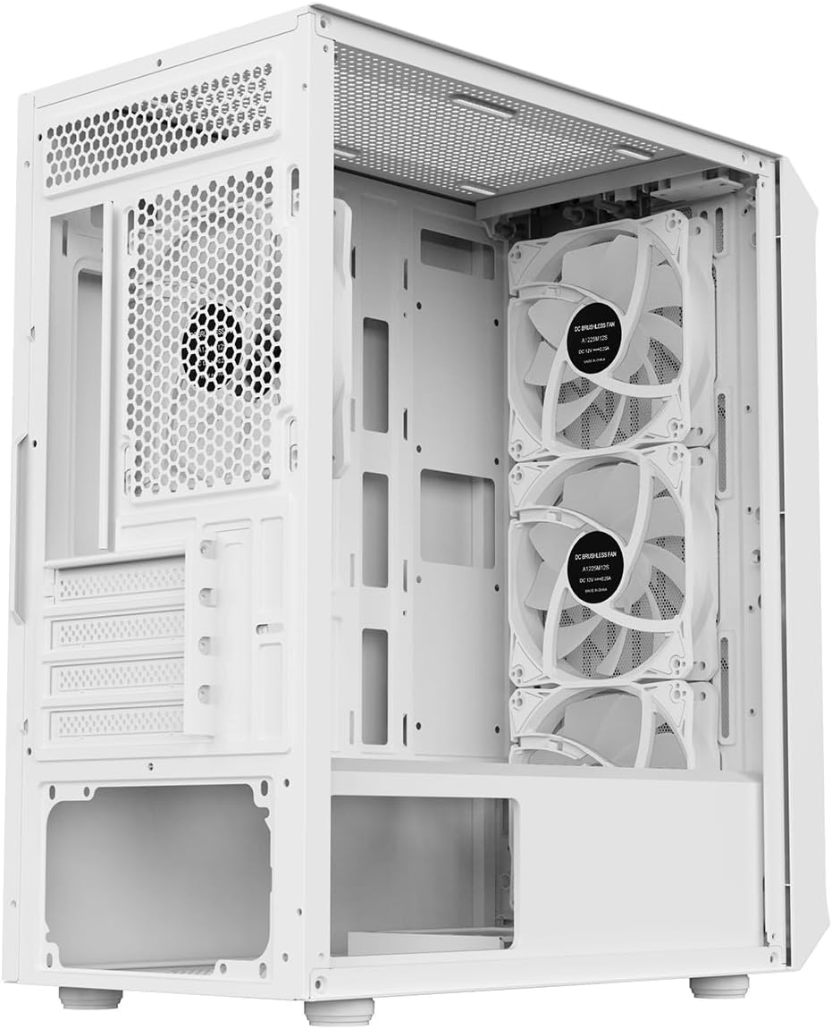 White Micro-ATX PC Gaming Case with Mesh Front Panel & Tempered Glass Side Panel D2123