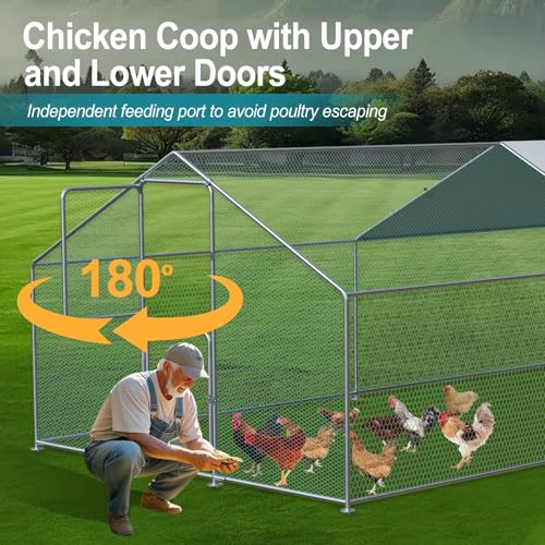 Large Chicken Coop for 30 Chickens with Waterproof UV Resistance Cover and Double Lockable Doors U96080