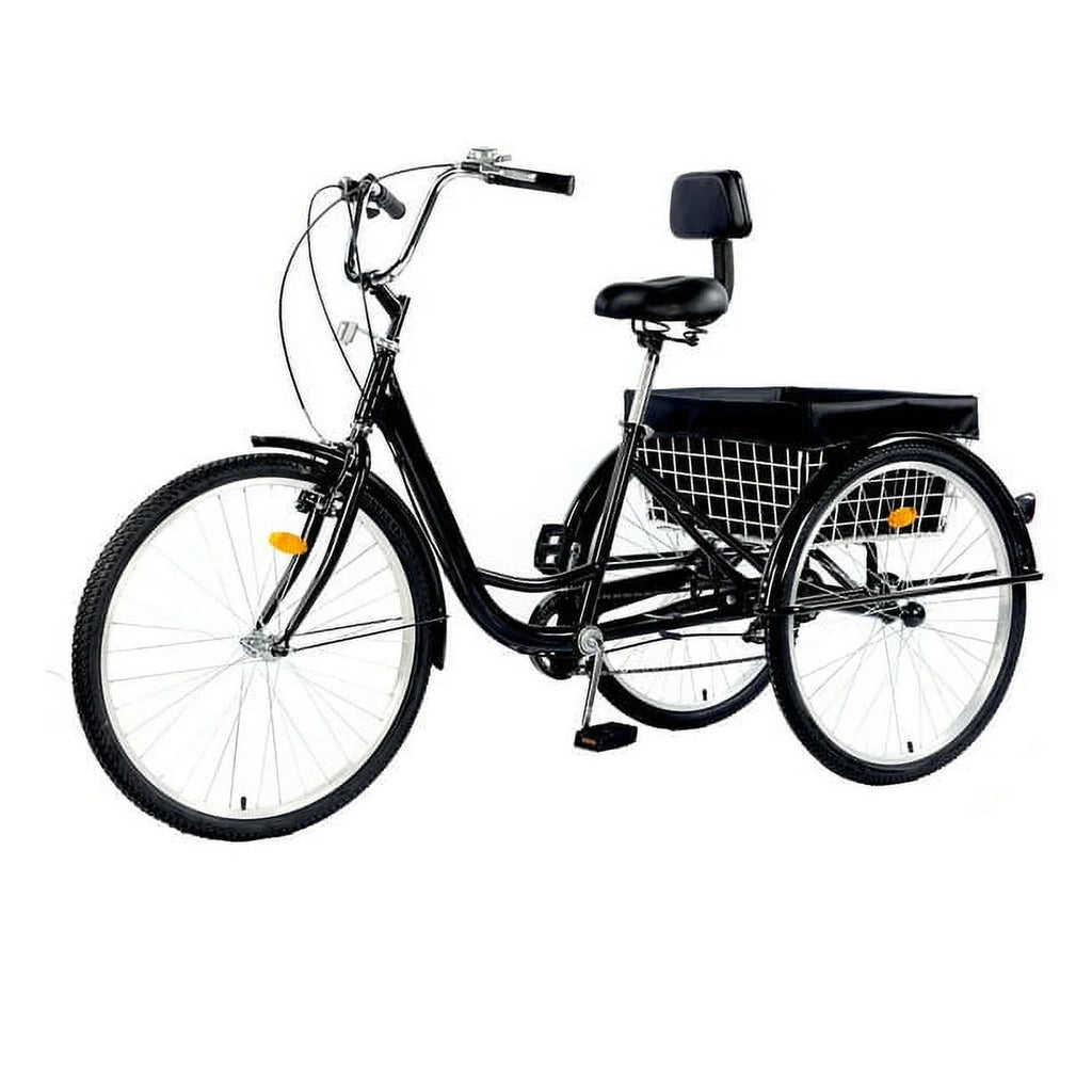 26 Inch 7-Speed 3-Wheel Bike (Black) Q522