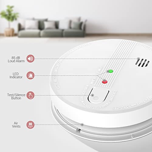 Hardwired Interconnected Photoelectric Smoke Detector with Replaceable 9V Battery T41173