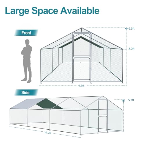 Large Chicken Coop for 30 Chickens with Waterproof UV Resistance Cover and Double Lockable Doors U96080