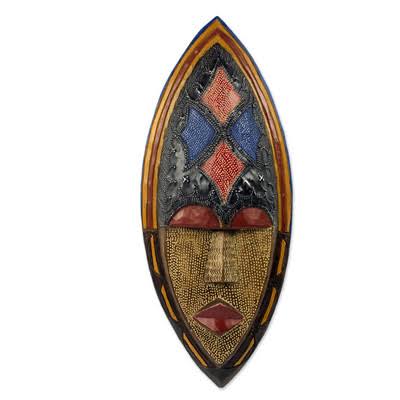 African Wood Mask Wall Décor I800