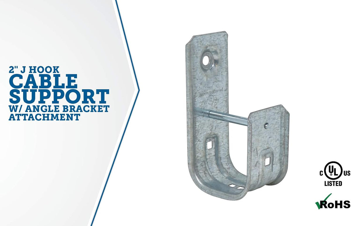 2 Inch Zinc Plated Steel J-Hook with Angle Bracket, 50 Pack A4582