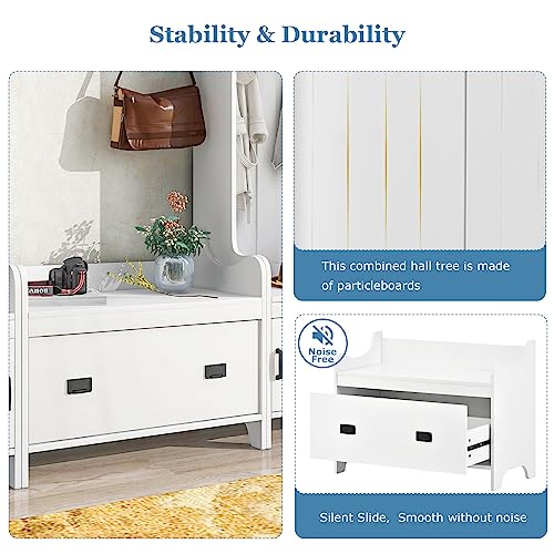 White Hall Tree with Bench and Shoe Storage W228