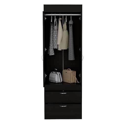 White 2 Door 1 Drawer Wood Armoire Wardrobe C3493