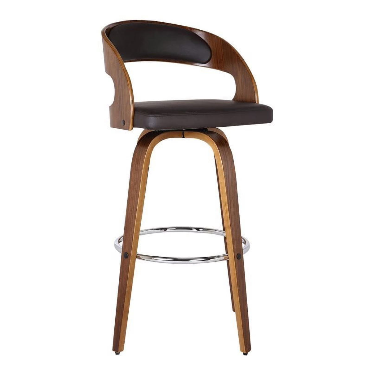 26" Wood Faux Leather Counter Stool in Brown T47130