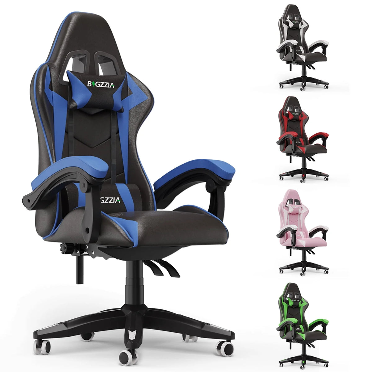 Pink Gaming Chair with Lumbar Support and Headrest C86347