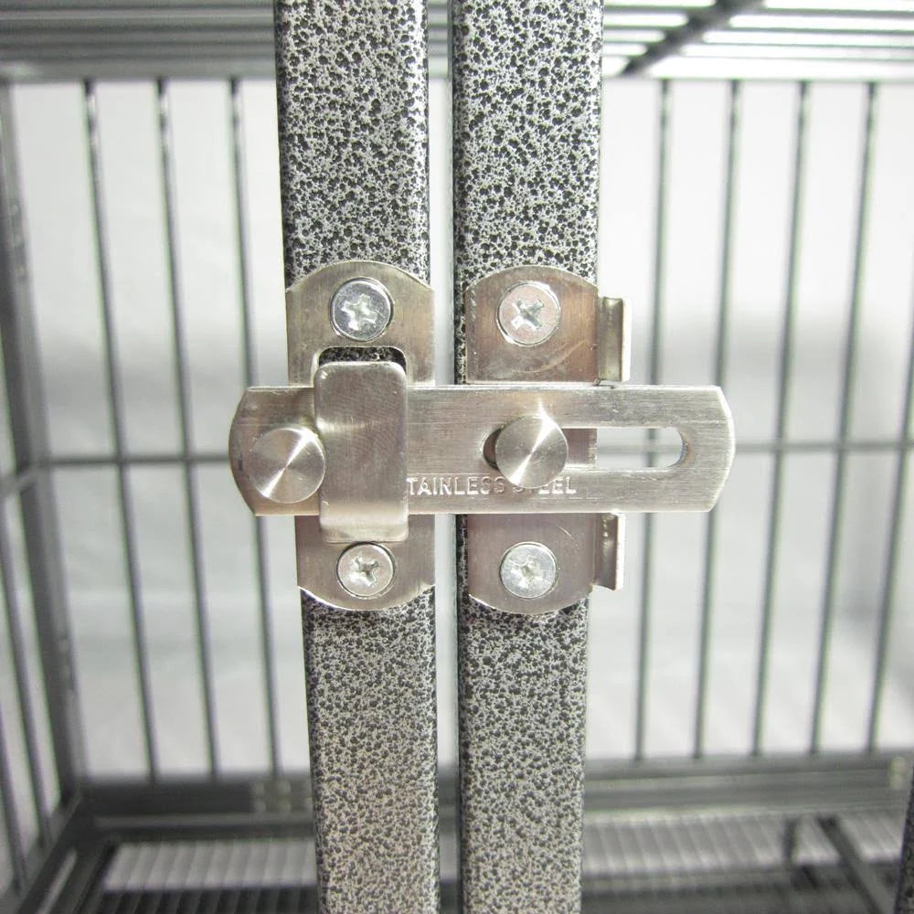 Silver Double-Door Dog Crate Kennel with Tray Y418