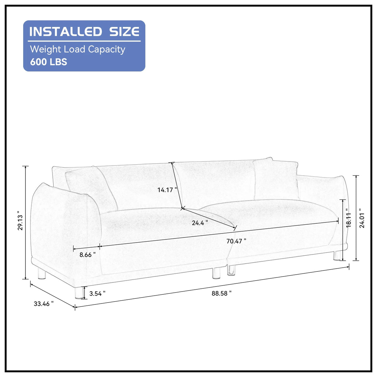 Beige 2 Seater Loveseat Sofa with 2 Pillows F21237