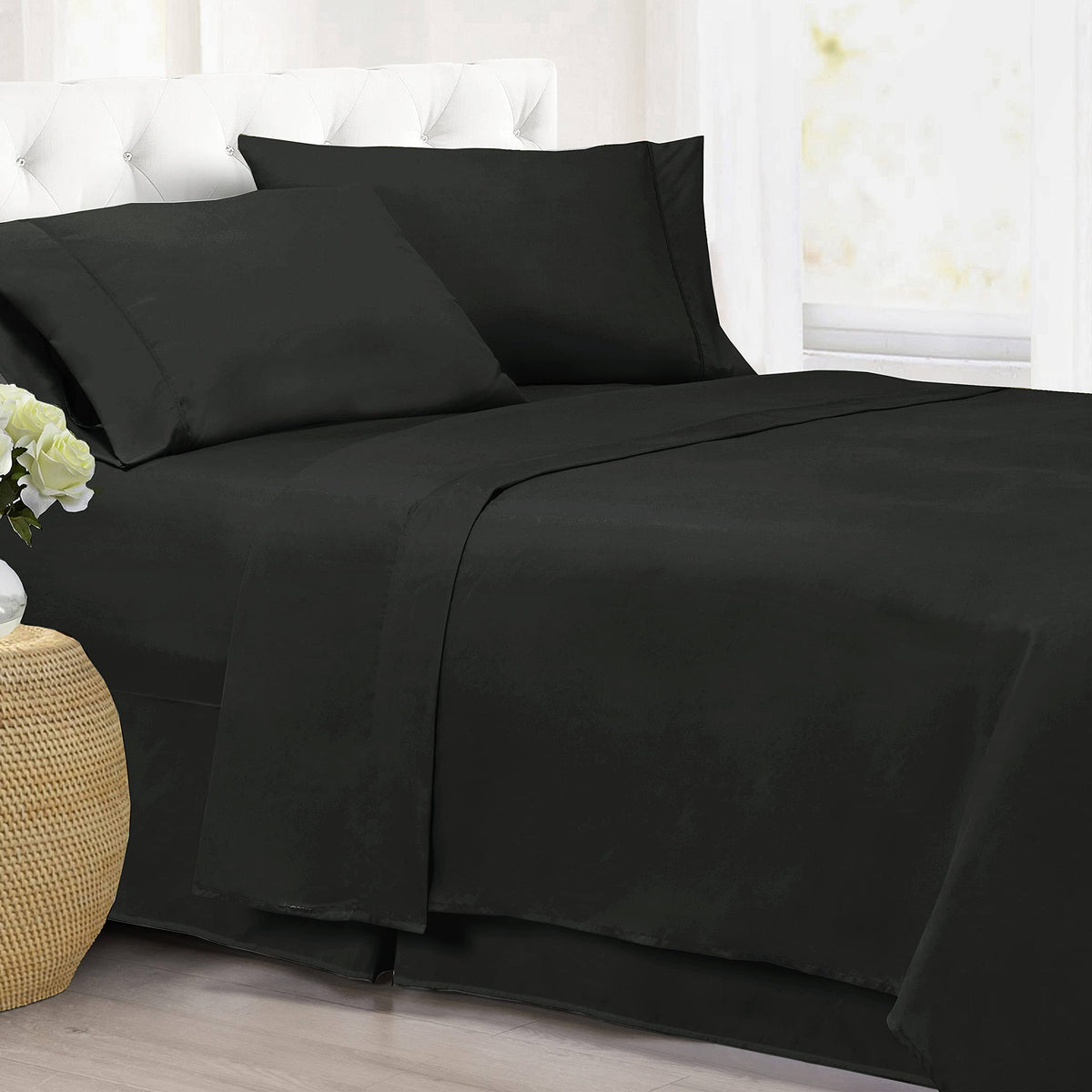 Black Microfiber Sheet Set Twin XL C7376