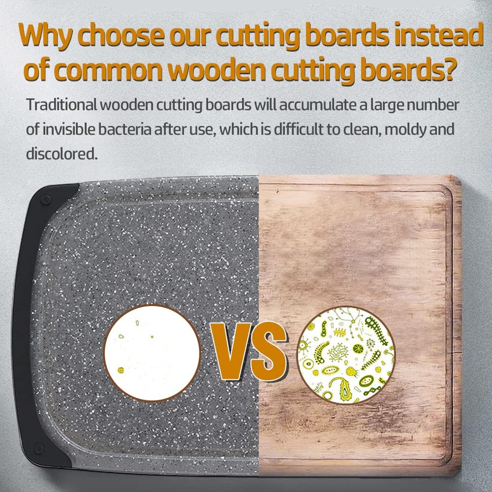 Set of 3 Cutting Boards with Juice Grooves & Carrying Handle O376987