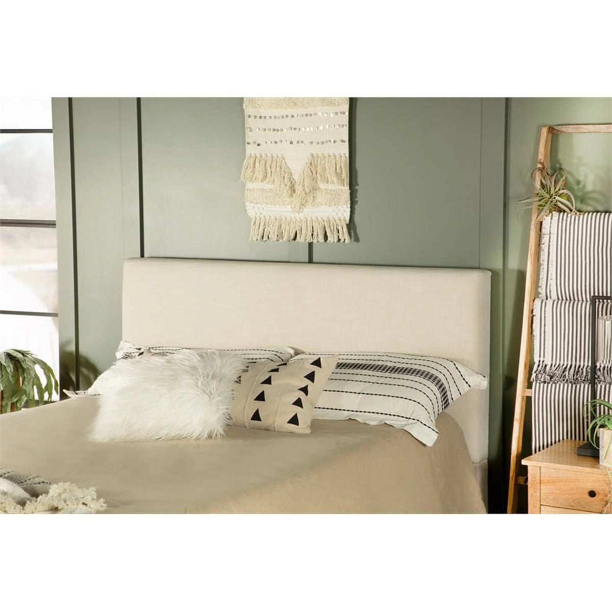 Sand Beige Fabric Upholstered King Headboard K9491