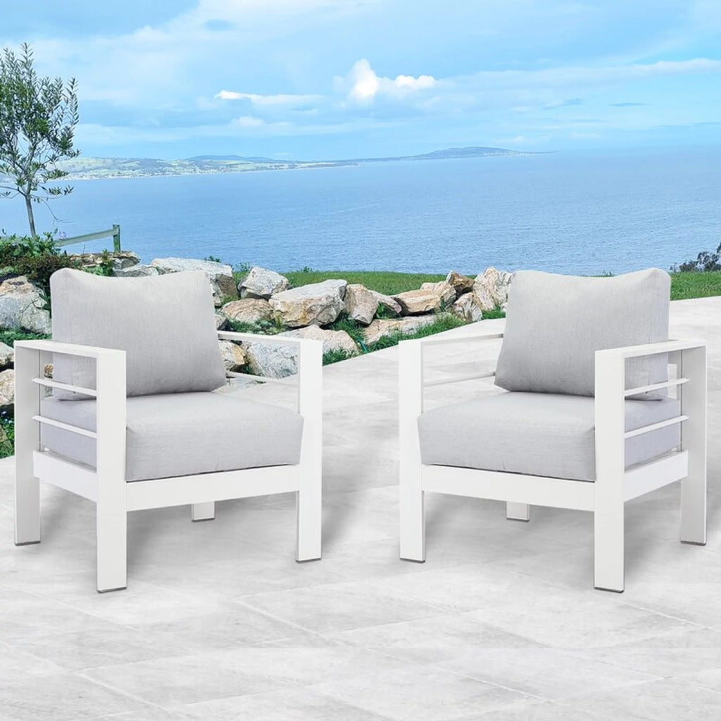 2 Pcs White Aluminum Outdoor Sofa with Cushions B5657
