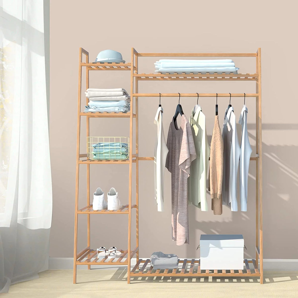 43.5" Rolling Garment Rack with Shoe Rack D37423