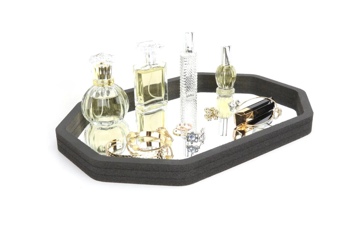 Mirrored Vanity Organizer Tray with Black Foam 14 x 9.5 Inches S195420