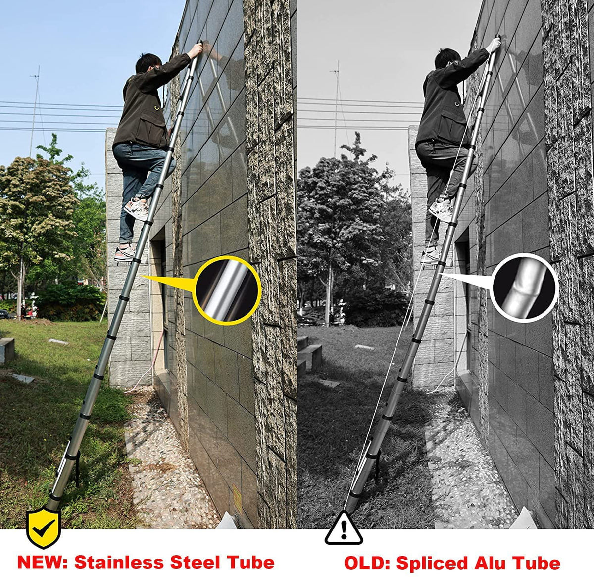 8.5ft Stainless Steel Telescopic Non-Slip Ladder V25876