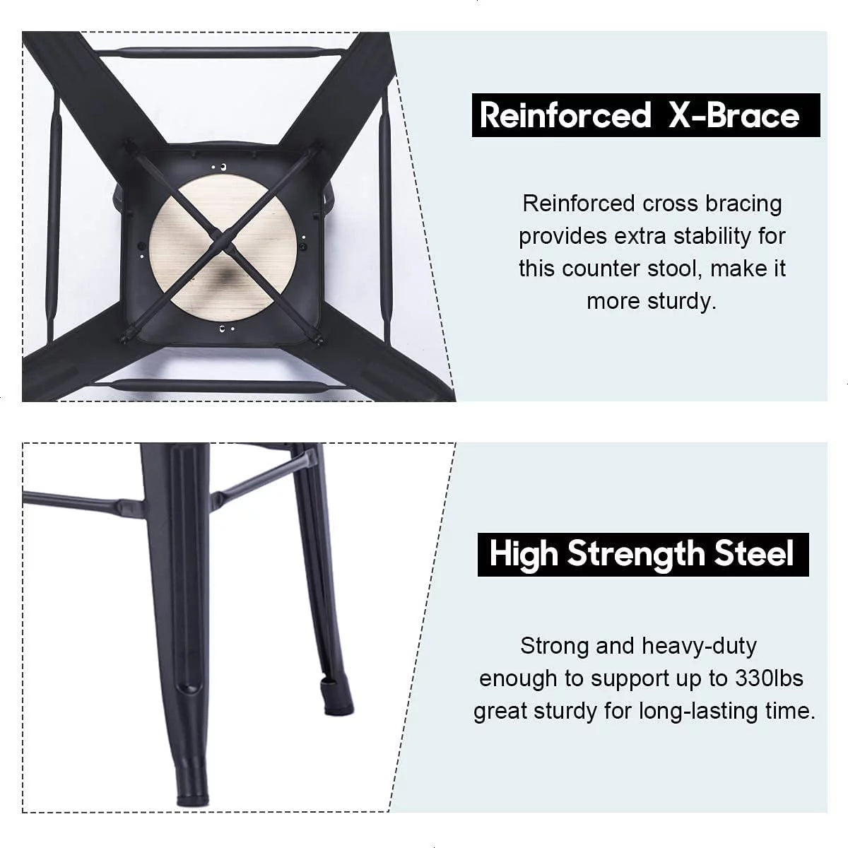 24 Metal Barstools Set of 4 Counter Height with Back K960