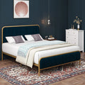 Queen Size Metal Bed Frame with Upholstered Headboard V7509