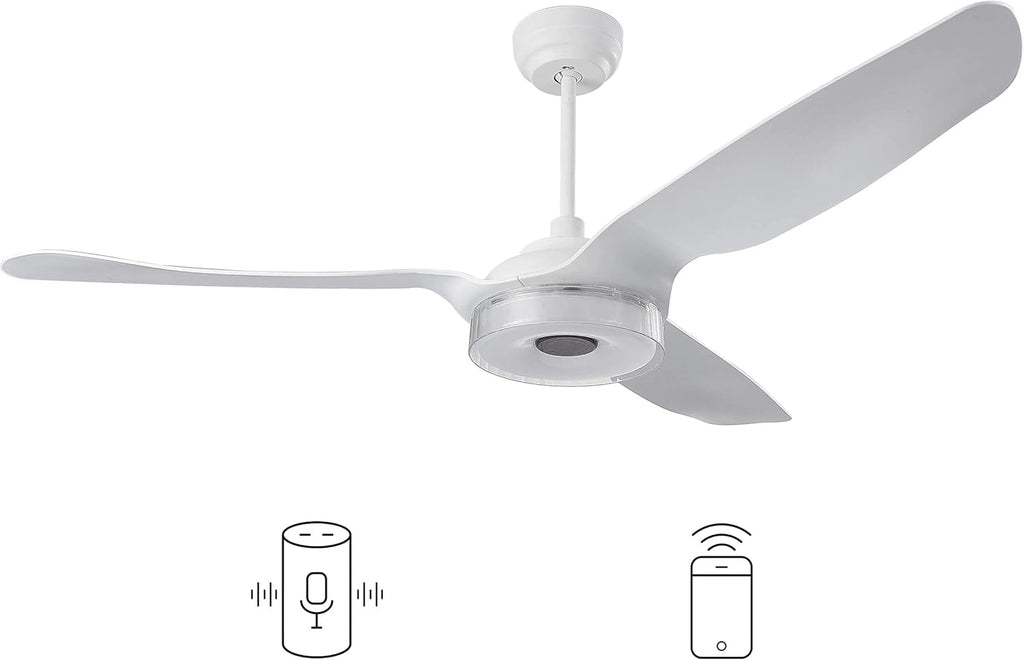 Black Smart Ceiling Fan with Remote Control, Dimmable LED Light, 10-Speed DC Motor W29531