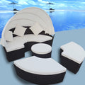 Patio Lounge Bed with Canopy Poly Rattan Black X54139
