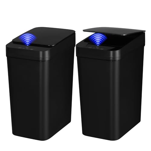 2 Pack 2.4 Gallon Black Touchless Trash Can D32825
