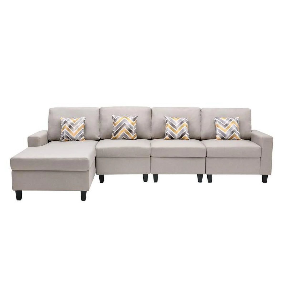 Beige Linen Reversible Sectional Sofa Chaise D1342