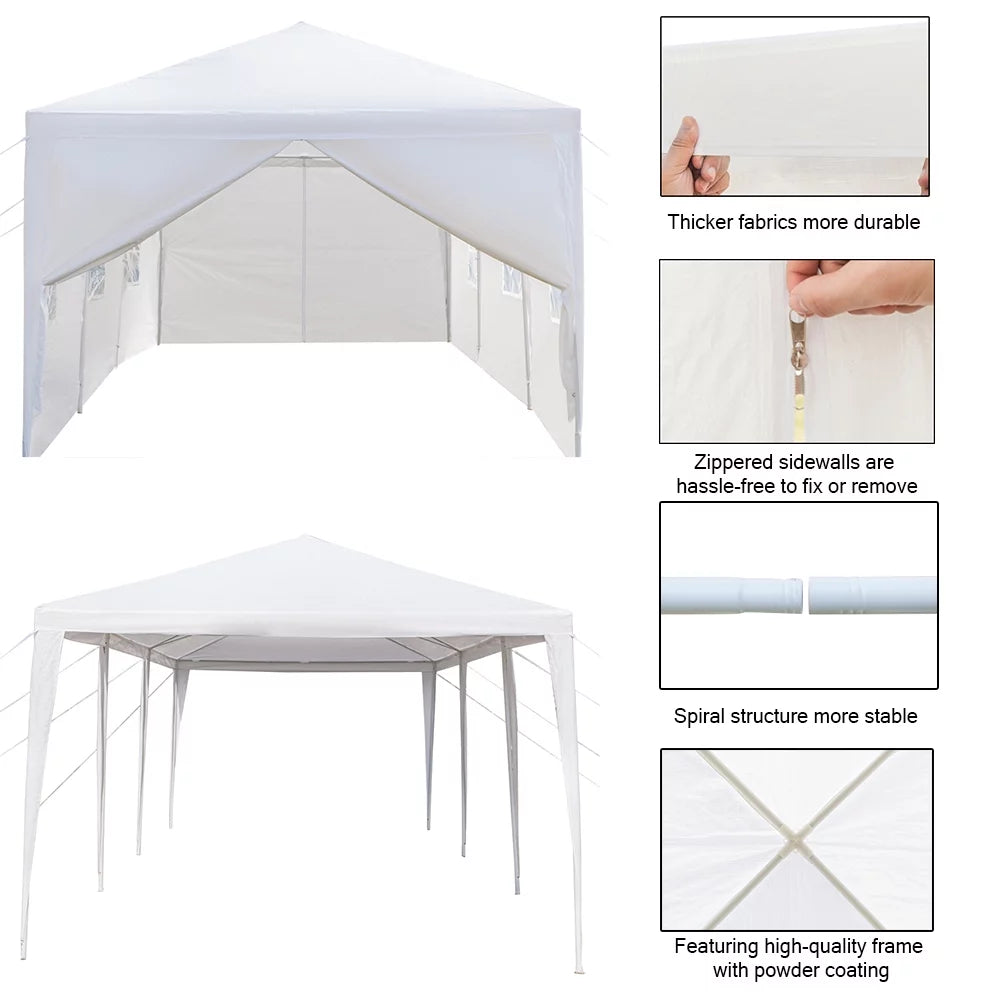 10'x 30' Canopy Tent with 8 Sidewalls White F101348