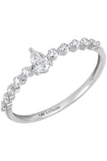 Pear Shape Diamond Ring 14K White 0.32 Total Carat Weight V9717