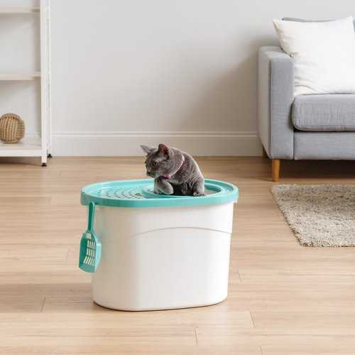 Large Round Top Entry Cat Litter Box & Scoop V694