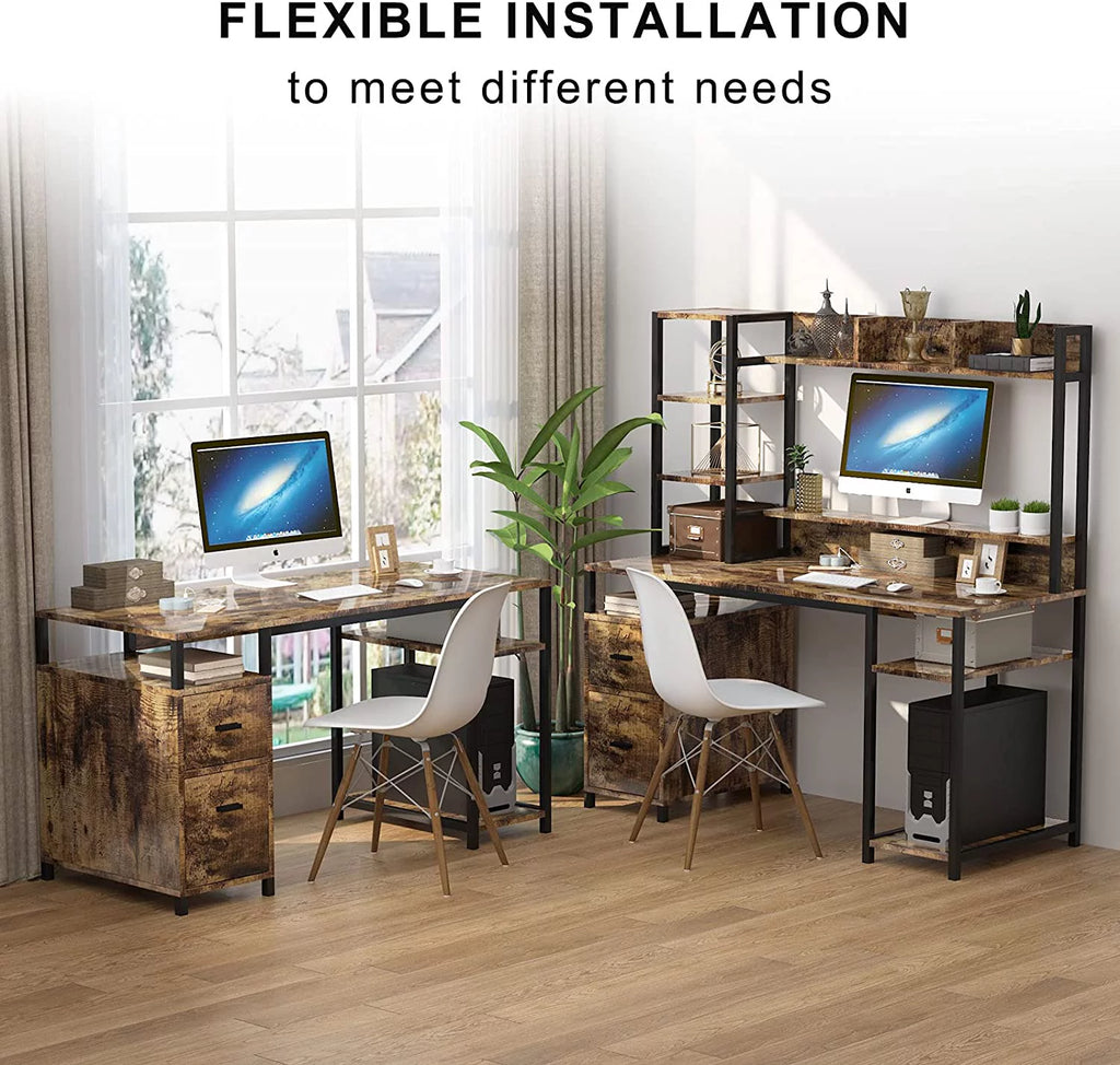 55" Computer Desk with Hutch and Storage Shelf A137344