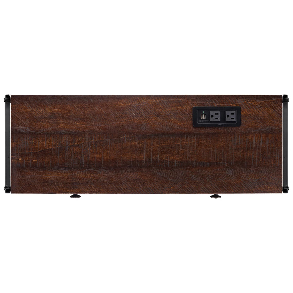 5 Shelf Bookcase with USB, AC Power Outlets and Drawer, Walnut T48641