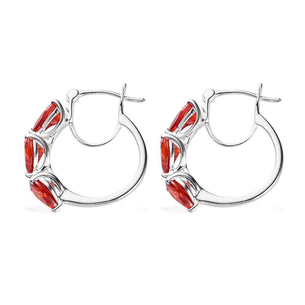 Orange Huggie Hoop Earrings Cubic Zirconia I13951