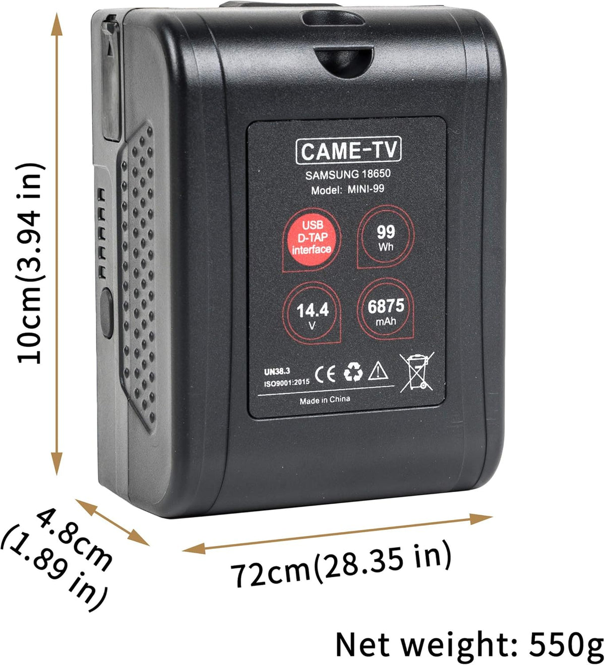 Mini 99 V-Mount Battery 99Wh 14.4V 6800 mAh with D-tap and 2 USB Outlets T131