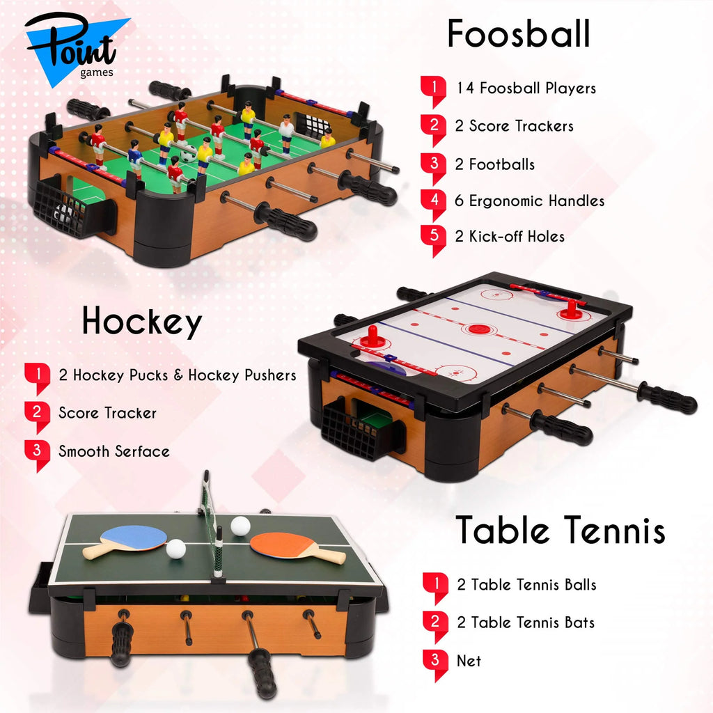 3 in 1 Foosball Air Hockey Table Tennis Game Set W161985