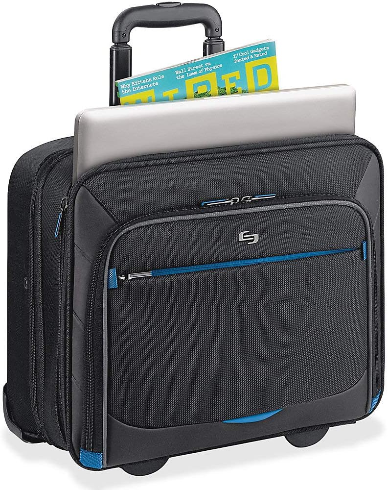 Black Blue Rolling Overnight Case T802