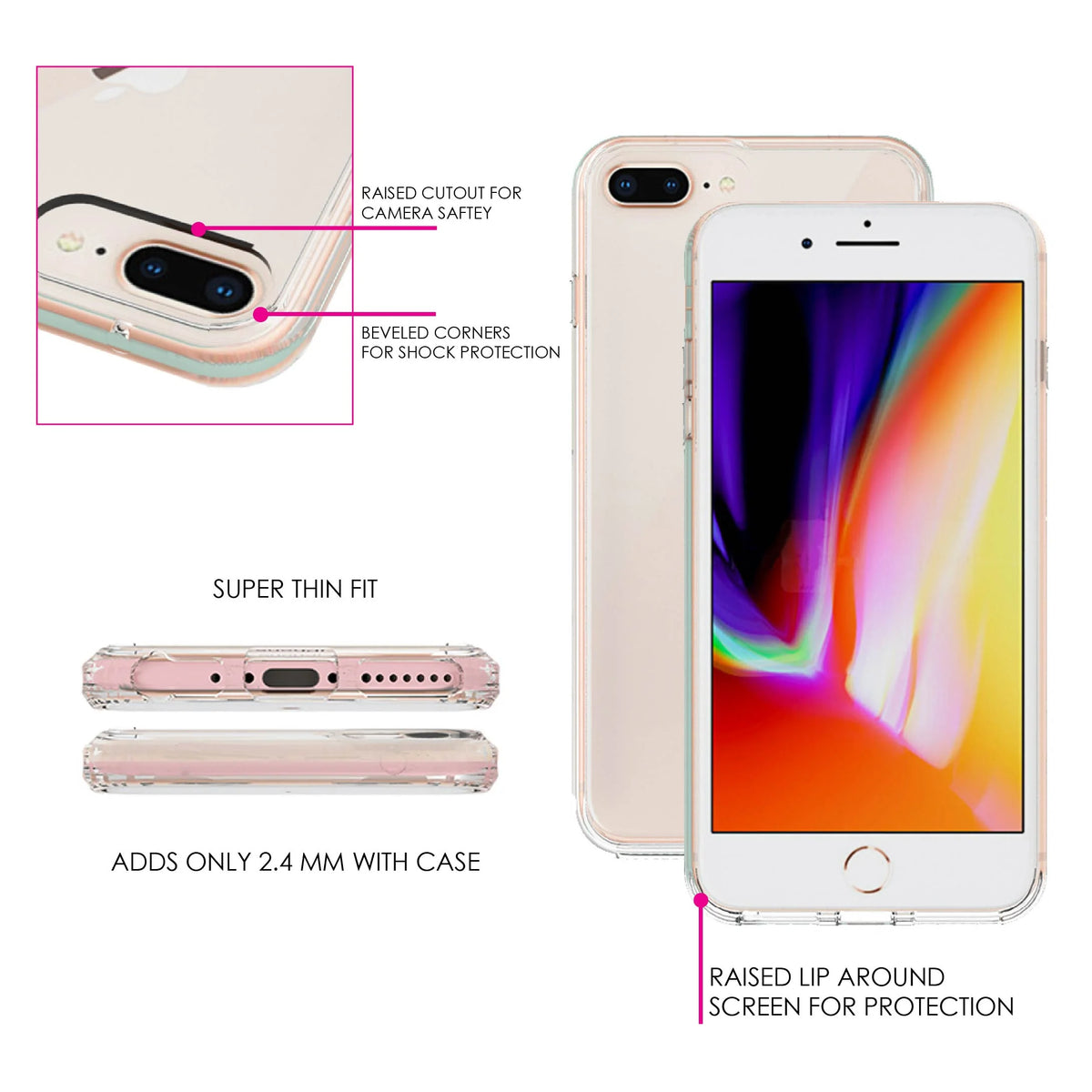 Clear Shockproof Hybrid Case for iPhone 7 PLUS / 8 PLUS with Tempered Glass Screen Protector X816100