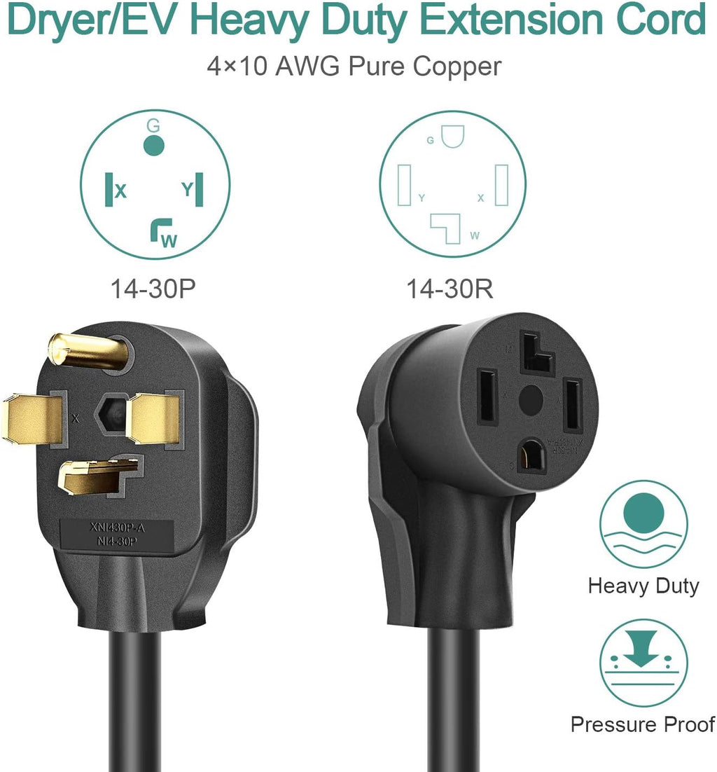 Dryer Extension Cord 4 Prong, 30 Amp, 50 Feet O7458