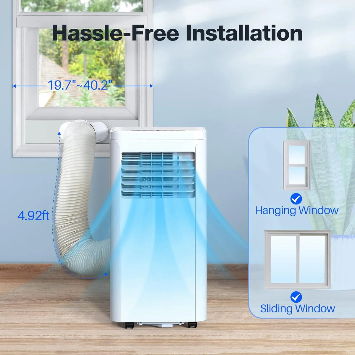 8000 BTU Portable AC Unit with Dehumidifier & Fan Modes, Remote Control, Window Mount Kit A823