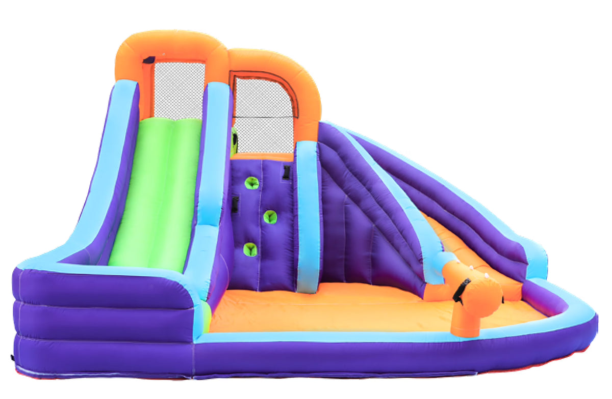 Double Slide Inflatable Water Park with Climbing Wall & Water Cannon N2915