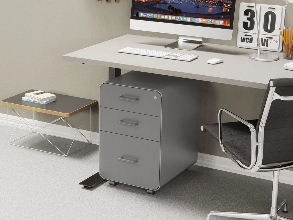 3-Drawer File Cabinet Gray Lockable O5232