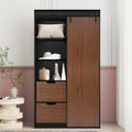 71-inch Black Brown Sliding Barn Door Wardrobe and Cabinet J82210