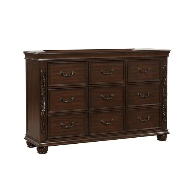 Cherry Brown 9 Drawer Wood Dresser R8340