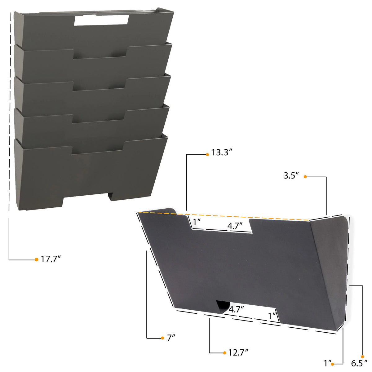 5 Tier Steel Magazine Rack Wall File Folder Organizer N932