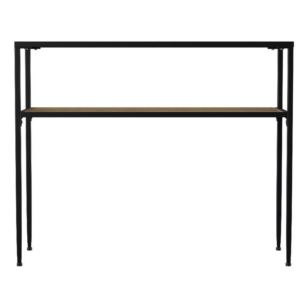 Black Engineered Wood Console Table with Glass Top X609570