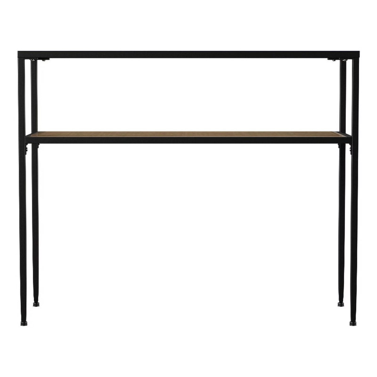 Black Engineered Wood Console Table with Glass Top X609570