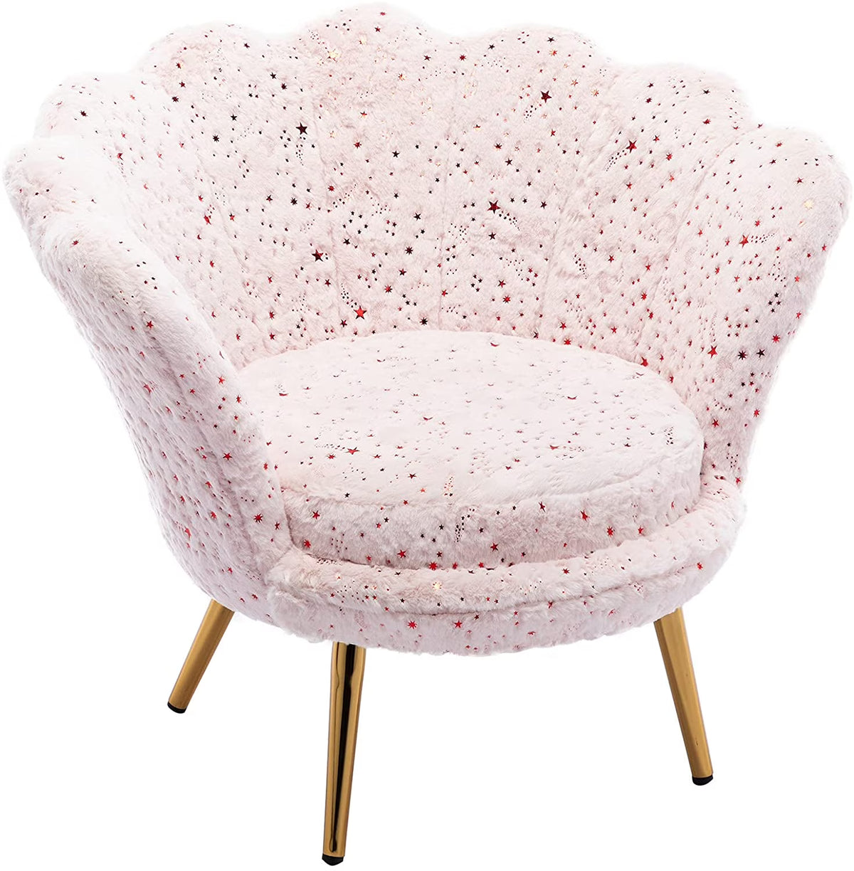 Pink Faux Fur Kids Sofa Chair with Gold Legs F88396